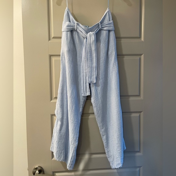 Pastel Blue Linen Mid-Length Skylar + Madison Pants - S - Picture 3 of 7
